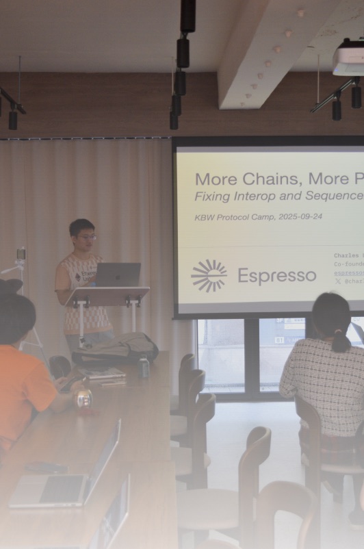 Training session with a speaker presenting to builders